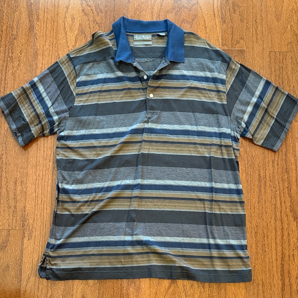 Daniel Cremieux Navy and Gray Striped Polo